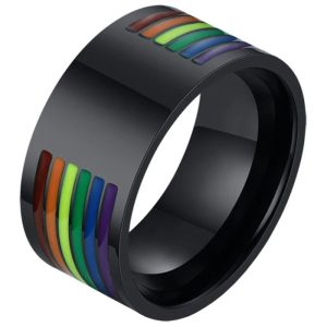 Regenboog heren ring Edelstaal Zwart-19mm