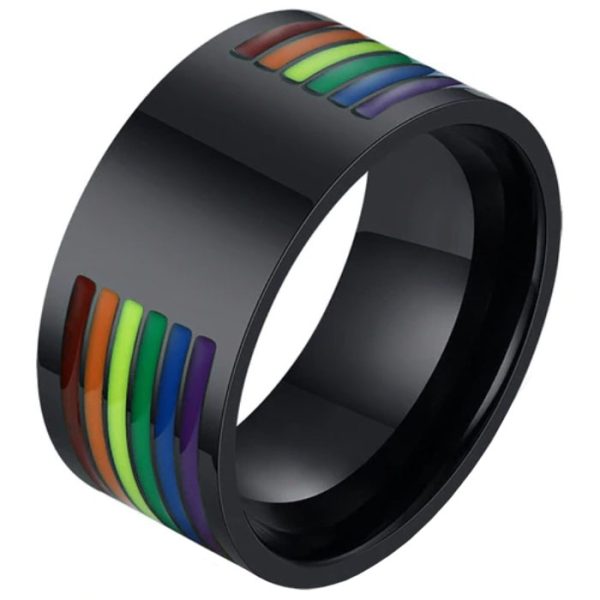 Regenboog heren ring Edelstaal Zwart-20mm