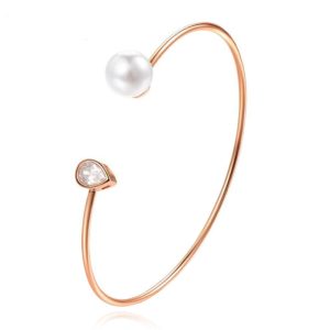 Rose armband met Ovale Zirkonia Steen en Imitatie Parel