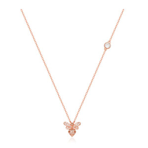 Rose kleurige Dames ketting met Bijen Hanger en Zirkonia