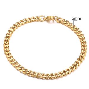 Stalen heren armband LGT JWLS Gourmet schakel Goudkleurig 5mm-21cm