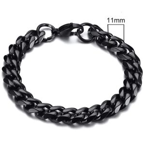 Stalen heren armband LGT JWLS Gourmet schakel Zwart 11mm-18cm