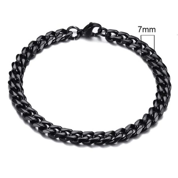 Stalen heren armband LGT JWLS Gourmet schakel Zwart 7mm-18cm