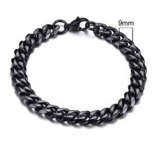 Stalen heren armband LGT JWLS Gourmet schakel Zwart 9mm-23cm