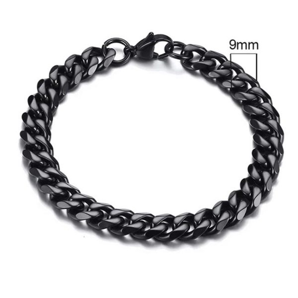 Stalen heren armband LGT JWLS Gourmet schakel Zwart 9mm-23cm