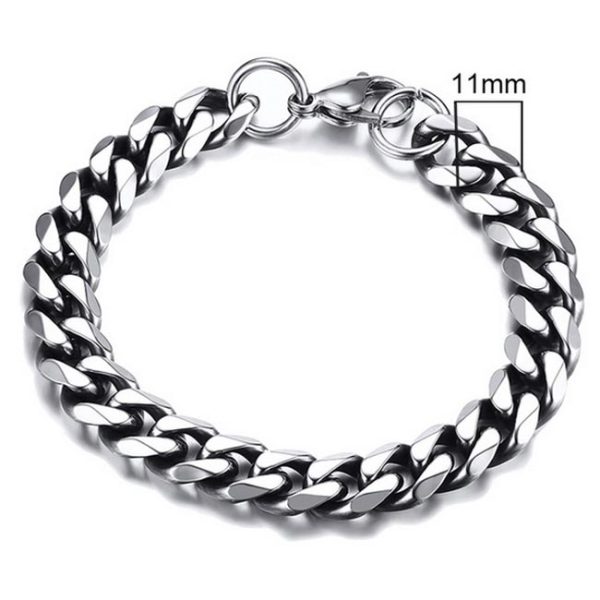 Stalen heren armband LGT JWLS Gourmette schakel Vintage 11mm-21cm