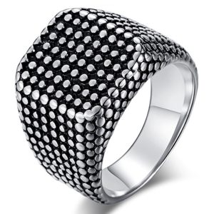 Titanium Zegelring heren Zilverkleurig Zwart-21.5mm