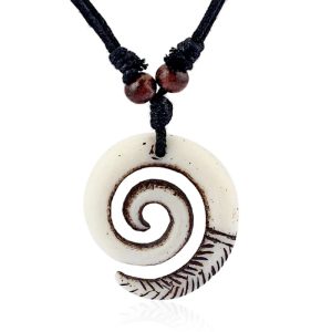 Touw Ketting voor Mannen met Witte Ronde Kettinghanger van Hars