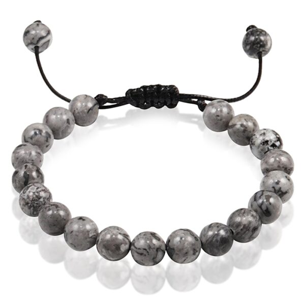 Verstelbare kralen armband Memphis Grijs Natuursteen 8mm