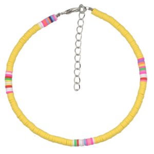 Vrolijke Enkelband met 4mm Kralen - Geel