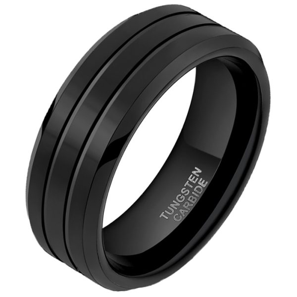 Wolfraam heren ring Classic Groove 8mm-20mm