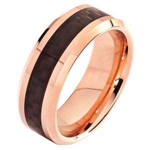 Wolfraam ring Carbon Fiber Rose Zwart 8mm-18mm