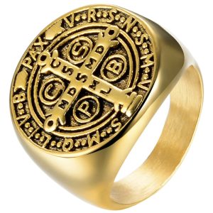 Zegelring Heren Edelstaal Holy Medal Cross-18mm