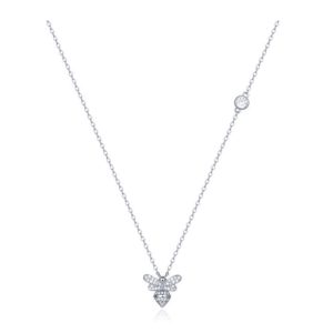 Zilverkleurige Dames ketting met Bijen Hanger en Zirkonia