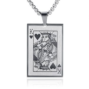 Zilverkleurige Venetiaanse Heren Schakelketting met Koning Hanger