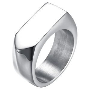 Zilverkleurige stalen zegelring Mendes Jewelry-21.5mm
