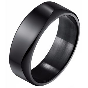 Zwarte Mendes heren ring gepolijst Staal-21.5mm