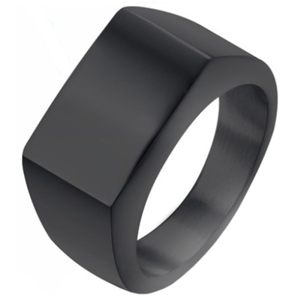 Zwarte zegelring Edelstaal van Mendes Jewelry-21mm