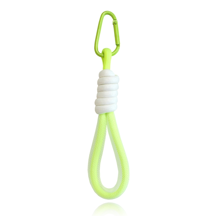 Sleutelhanger/Telefoonkoord met Handige Gesp - Fluor Geel & Wit