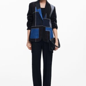 Patchwork blazer gecombineerd - BLACK - S