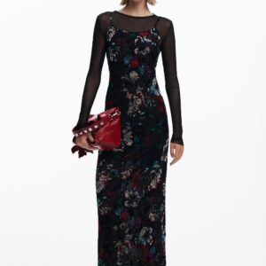 Gecombineerde mesh jurk - BLACK - M