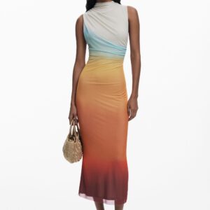 Verflaaid tule jurk - ORANGE - XS