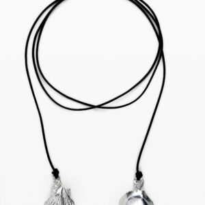 Multiposition hanger zilverbad leren koord Zalio - BLACK - U