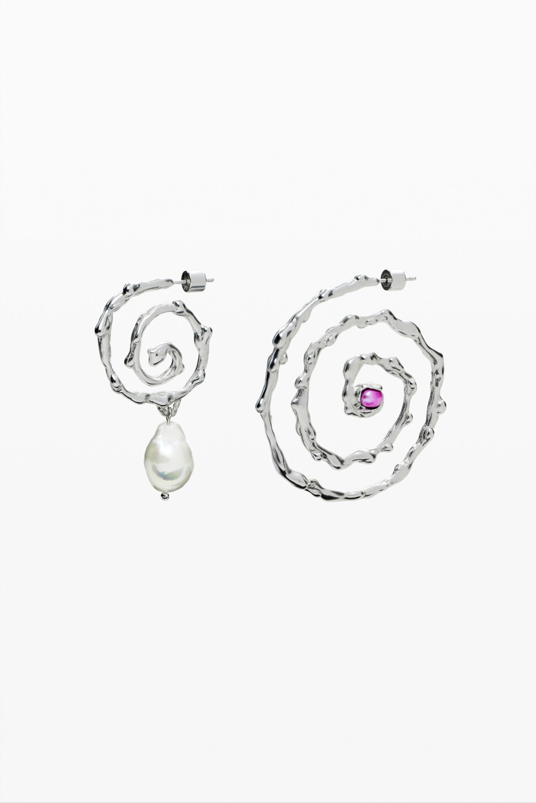 Oorbellen met onregelmatige spiralen zilverlaag Zalio - BLACK - U 1 Oorbellen met onregelmatige spiralen zilverlaag Zalio - BLACK - U