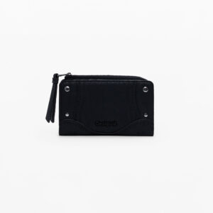 Geborduurde portemonnee met studs, medium - BLACK - U