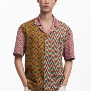 Sixties jacquard overhemd - BROWN - M