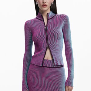 Vest met verticale strepen en rits - RED - S