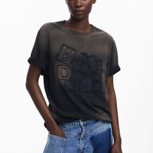 Sun-faded Botter T-shirt met korte mouwen - BLACK - XL