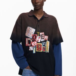 Dubbel T-shirt met patchmouwen Botter - BLACK - S