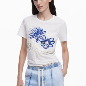 T-SHIRT MET BLOEMENPRINT - WHITE - M