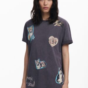 Bedrukte korte T-shirt - BLACK - XL