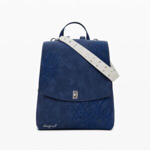 Kleine rugzak met klep en gravures - BLUE - U