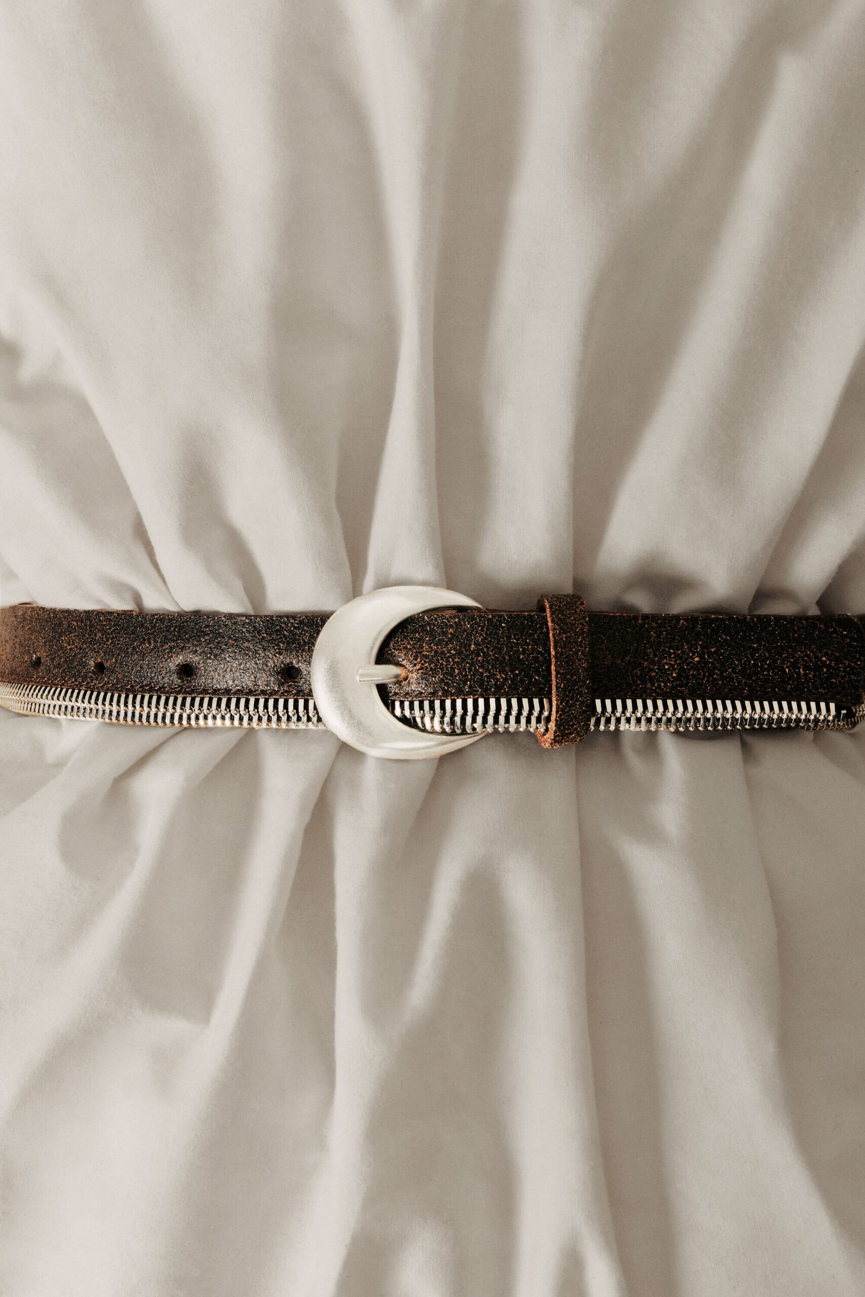 Leren riem met ritsen studio - BROWN - 85 1 Leren riem met ritsen studio - BROWN - 85