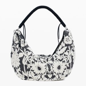 Grote bloemen tas - BLACK - U