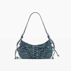 Middelgrote gevlochten denim tas - BLUE - U