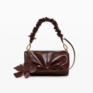 Kleine glanzende bloemen tas - BROWN - U