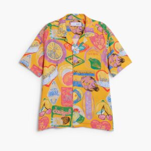 Korte mouwen overhemd met stempels - ORANGE - 7/8