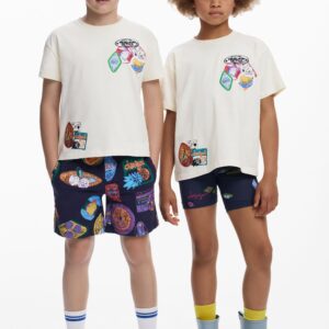 T-shirt met geborduurde patches - WHITE - 5/6