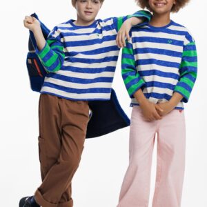 Versleten gestreept T-shirt - BLUE - 11/12