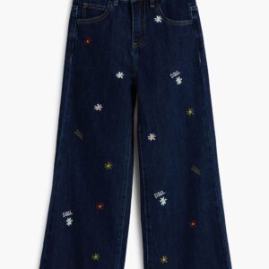 Bestickte cropped Wide jeans - BLACK - 11/12