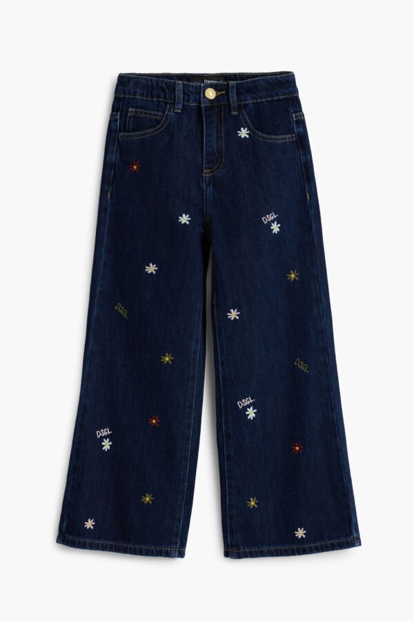 Bestickte cropped Wide jeans - BLACK - 11/12