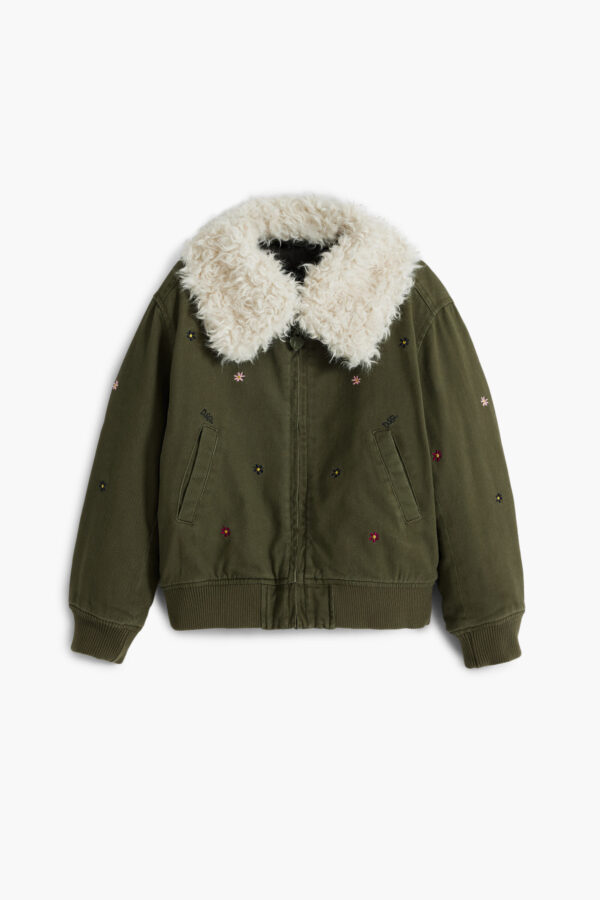 Pilotenjack met bontkraag - GREEN - 3/4