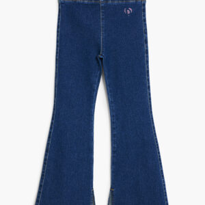 Uitlopende legging met denimlook - BLUE - 3/4