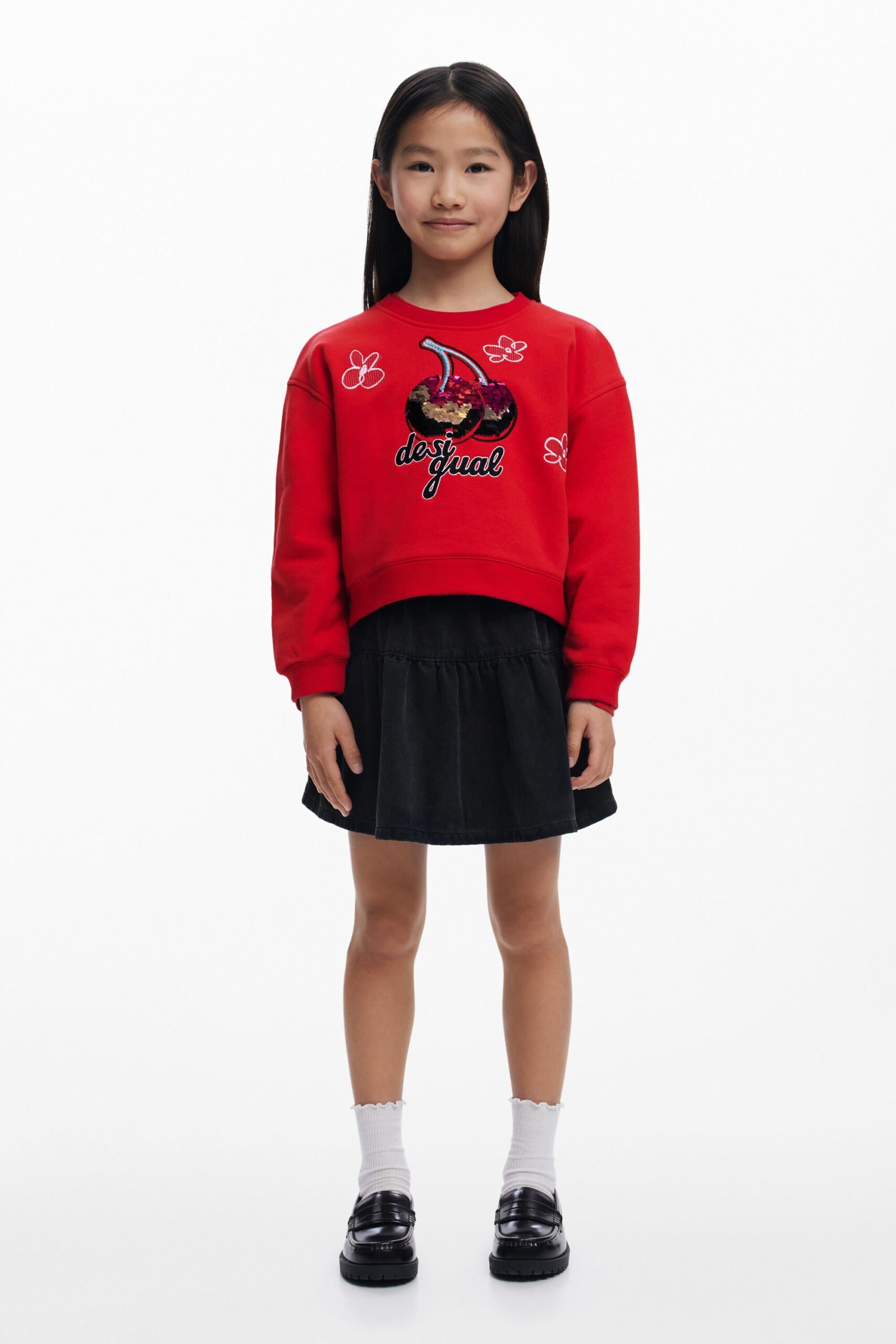 Sweatshirt met kersen en pailletten - RED - 13/14 1 Sweatshirt met kersen en pailletten - RED - 13/14