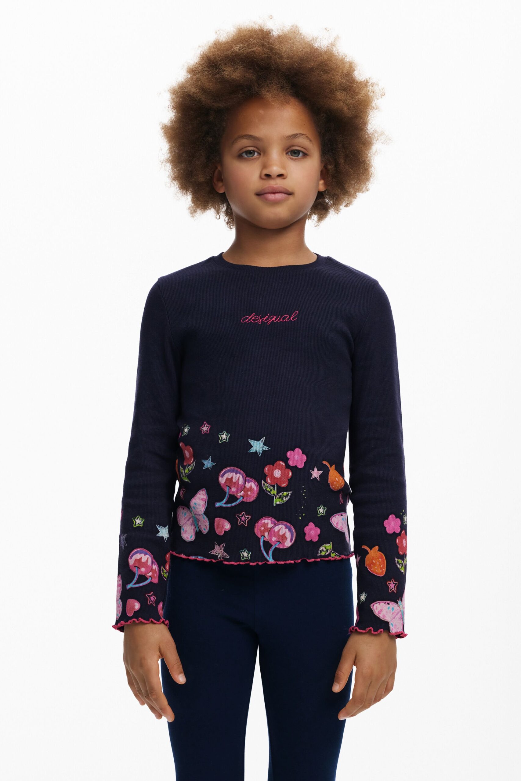 Lange mouwen T-shirt met bloemenlogo - BLUE - 9/10 1 Lange mouwen T-shirt met bloemenlogo - BLUE - 9/10