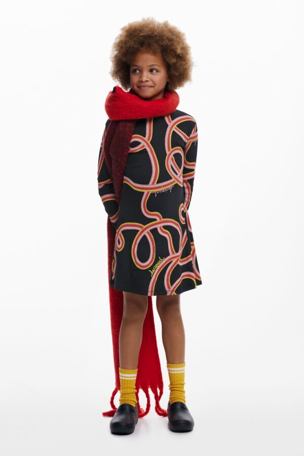 Skaterjurk met lange mouwen en serpentines - BLACK - 7/8